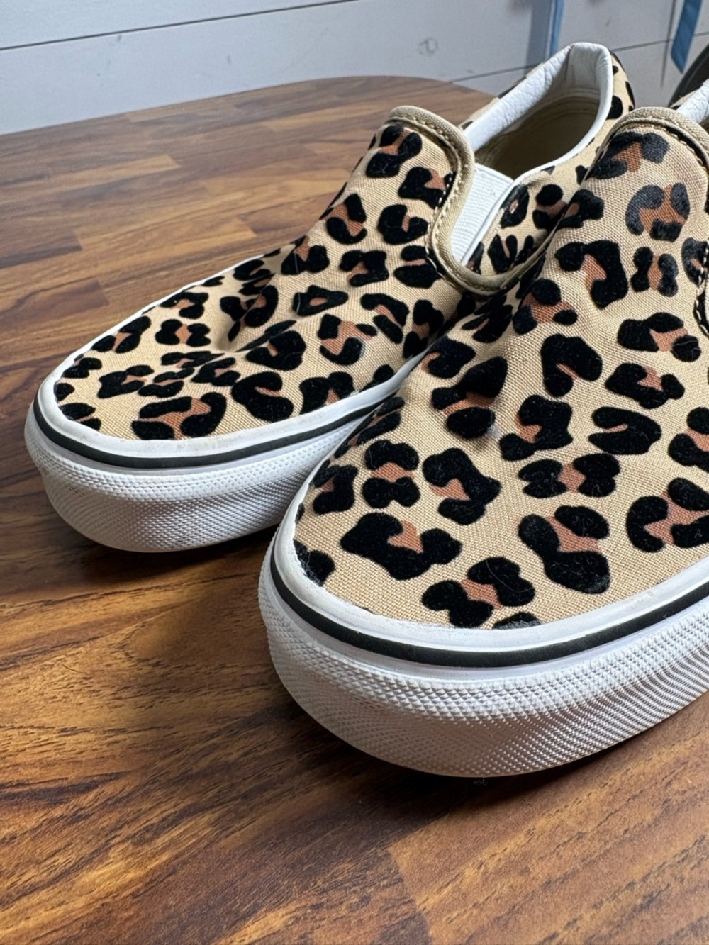 Vans Slip-On Sneakers in Leopard Print Tan and Black - Picture 5 of 7